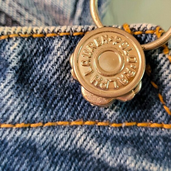 Vintage Ralph Lauren Baby Denim Bib Overalls 3–6M | Med Wash, Adj Straps & Snaps - Picture 8 of 12